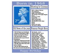 1968 birthday card, born in 1968 birthday card, read all about the year they were born, who was born in the same year and more.