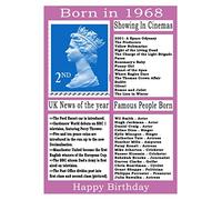 1968 birthday card, born in 1968 birthday card, read all about the year they were born, who was born in the same year and more.