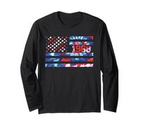 1968 Tie Dye Red White Blue Patriotic America w USA Flag Long Sleeve T-Shirt