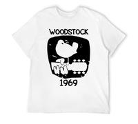 1969 Music Festival T-Shirt, Retro Vintage Design with Dove Guitar Logo, Woodstock Inspired Graphic Tee White-Style L