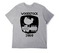 1969 Music Festival T-Shirt, Retro Vintage Design with Dove Guitar Logo, Woodstock Inspired Graphic Tee Gray-Style L