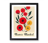 1970 Flower Market Exhibition No.3 Framed Print | A2 Black Framed Wall Art | Ready to Hang | Modern Floral Picture | Living Room Bedroom Lounge Office