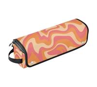 1970 Wavy Swirl Pattern Orange Hair Tool Travel Bag for Women with Heat Resistant Mat Portable Hair Styling Tool Organizer for Flat Irons, Straighteners, Curling Irons