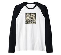 1970s Custom Van Retro Groovy Design Raglan Baseball Tee
