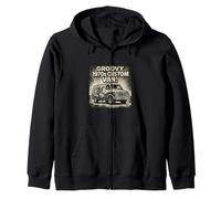 1970s Custom Van Retro Groovy Design Zip Hoodie
