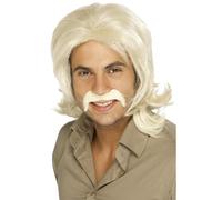 Smiffys Male 70s Retro Wig - Blonde - wig 70s fancy dress blonde mens 1970s disco smiffys retro set accessory guy tash costume adult