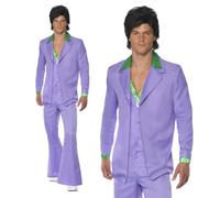 1970s Disco Suit Saturday Night Fever Purple John Travolta Fancy Dress Costume