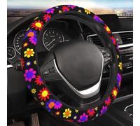 1970s Hippie Flowers Power Colorful Flower Power Steering Wheel Cover Universal 15 Inch Non-Slip Car Wheel Wrap Elastic Stretch Wheel Protector for Auto Van Truck SUV