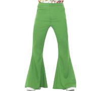 Smiffys Flared Trousers, Mens, Green , 1960's Groovy Fancy Dress, 1960s Dress Up Costumes