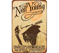 1971 Neil Young Live Shakespeare Theatre Metal Sign Poster Retro Plaque Art Vintage Look Wall Decor Bar Pub Cafe Man Cave 8 × 12 Inch