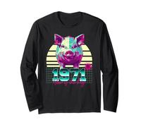 1971 Year of The Pig Birthday 80s Retro Chinese Zodiac Sign Long Sleeve T-Shirt
