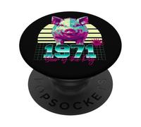1971 Year of the Pig Birthday 80s Retro Chinese Zodiac Sign PopSockets Adhesive PopGrip