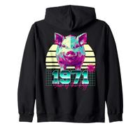 1971 Year of the Pig Birthday 80s Retro Chinese Zodiac Sign Zip Hoodie