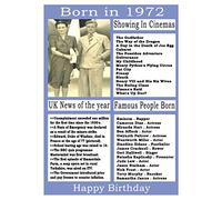 1972 birthday card, born in 1972 birthday card, read all about the year they were born, who was born in the same year and more.