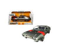 1972 Plymouth GTX 440 Metallic Gray with Red Stripe Bigtime Muscle 124 Diecast Model Car by Jada