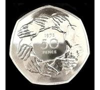 1973 50p Proof coin 31mm EEC Europe Brexit Joining Hands