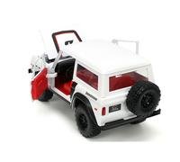 1973 Ford Bronco #008 White with Red and Black Stripes and Red Interior with Extra Wheels Just Trucks Series 1/24 Diecast Model Car by Jada