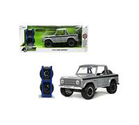 1973 Ford Bronco Pickup Truck Gray with Black Stripes with Extra Wheels Just Trucks Series 1/24 Diecast Model Car by Jada