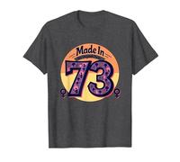 1973 Women Made in All Original Parts Retro Peace Birthday T-Shirt, Men, Dark Heather Grey, 5XL