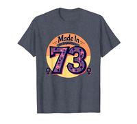 1973 Women Made in All Original Parts Retro Peace Birthday T-Shirt, Men, Heather Blue, 4XL