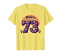 1973 Women Made in All Original Parts Retro Peace Birthday T-Shirt, Men, Lemon, 3XL