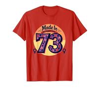 1973 Women Made in All Original Parts Retro Peace Birthday T-Shirt, Men, Red, 3XL