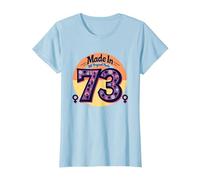 1973 Women Made in All Original Parts Retro Peace Birthday T-Shirt, Women, Baby Blue, 3XL