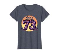 1973 Women Made in All Original Parts Retro Peace Birthday T-Shirt, Women, Heather Blue, 3XL