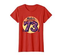 1973 Women Made in All Original Parts Retro Peace Birthday T-Shirt, Women, Red, 3XL