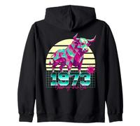1973 Year of the Ox Birthday 80s Retro Chinese Zodiac Sign Zip Hoodie
