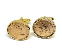 1975 50th Birthday/Anniversary Gold Plated one pence pence coin cufflinks HT GLD - Great birthday gift idea