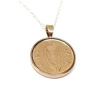 1975 50th Birthday/Anniversary Irish one pence coin Solid Pendant Irish one pence Pendant from 1975 for a 50th Birthday R/Gld