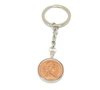 1975 50th Birthday gift Keyring One pence Keyring Mum, Dad, Brother, Sister- 50th Birthday-Coin, Coin, 50th Anniversary SLV
