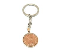 1975 50th Birthday Keyring One pence Keyring Mum, Dad, Brother, Sister- 50th Birthday-Coin, Coin, 50th Anniversary RG