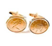 1975 Penny for luck Coin Cufflinks, Vintage 51st Birthday Gift for Men, Unique Handmade Accessories, Anniversary Present for him RG