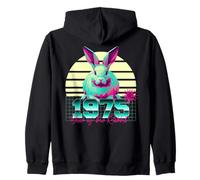 1975 Year of the Rabbit Birthday 80s Retro Chinese Zodiac Zip Hoodie