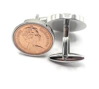 1976 49th Birthday/Anniversary 1 pence coin cufflinks - One pence cufflinks from 1976 for a 49th