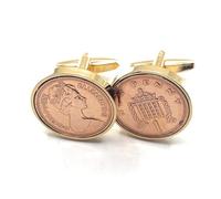 1976 49th Birthday/Anniversary 1 pence coin cufflinks - One pence cufflinks from 1976 for a 49th GLD