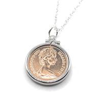 1976 50th Birthday gift Anniversary penny for luck coin Solid Cinch Pendant One pence Pendant from 1976 for a 50th Birthday SLV