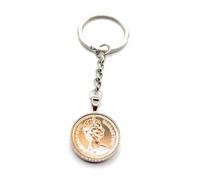 1976 50th Birthday One pence Keyring Mum, Dad, Brother, Sister- Gift for her Gift for him 50th Birthday-Coin, 50th Anniversary Rose GLD