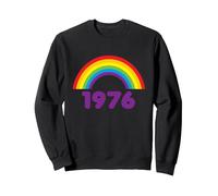 1976 Rainbow 70s Vintage Seventies Retro Design Sweatshirt, Adult Unisex, Black, Medium