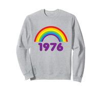 1976 Rainbow 70s Vintage Seventies Retro Design Sweatshirt, Adult Unisex, Heather Grey, Small