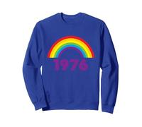 1976 Rainbow 70s Vintage Seventies Retro Design Sweatshirt, Adult Unisex, Royal Blue, X-Large