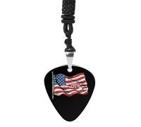 1976 U.S. Bicentennial Flag Guitar Picks Necklace Bass Pick Pendant Vintage R&B Steel Music Jewelry for Music Lovers