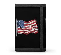 1976 U.S. Bicentennial Flag Men's Trifold Casual Credit Card Holder Wallet with Id Window Minimalist Coin Purse