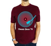 1976 Vinyl Record Neon - Classic Since - 50th Birthday Gift | Present Mens T-Shirt Burgundy S