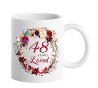 1977 48th Birthday Gifts for Women, Birthday Gifts for Women Turning 48 years old, 48th Bday Gifts Ideas, Mothers Day Christmas Gifts for Mom, Grandma, Aunt, Wife, Sister, 48 Years Loved Mug