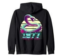 1977 Year of the Snake 80s Retro Vaporwave Chinese Zodiac Zip Hoodie