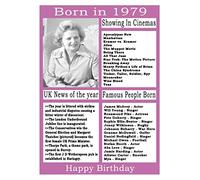 1979 birthday card, born in 1979 birthday card, read all about the year they were born, who was born in the same year and more.