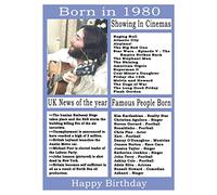 1980 birthday card, born in 1980 birthday card, read all about the year they were born, who was born in the same year and more.